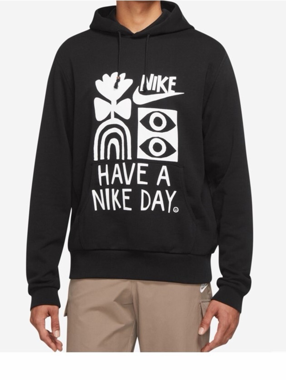 Nike Men’s Black Hoodie with White Graphic Logo